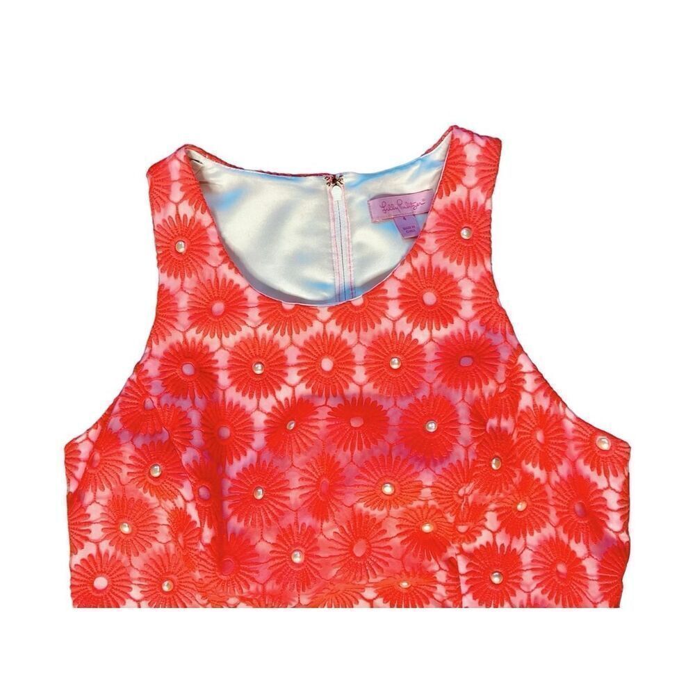 Lilly Pulitzer 51982 Pearl Fiesta Pink Pinwheel‎ Organza Dress sz 4 NWOT $348 - Picture 5 of 11